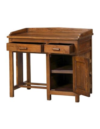 Starý psací stůl z teakového dřeva, 94x55x83cm
