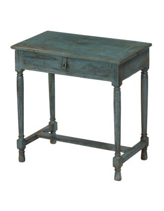 Starý psací stolek z teakového dřeva s odklápěcí deskou, 65x38x66cm