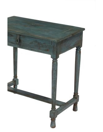 Starý psací stolek z teakového dřeva s odklápěcí deskou, 65x38x66cm