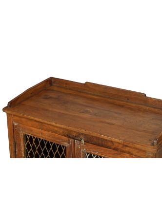 Skříňka z teakového dřeva, železné pletivo, 79x41x106cm