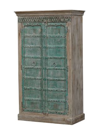 Skříň z teakového dřeva, staré dveře, 103x51x178cm