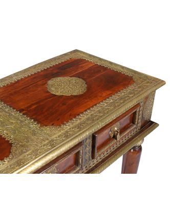 Konzolový stolek z palisandrového dřeva a kováním, 3 šuplíky, 117x45x85cm