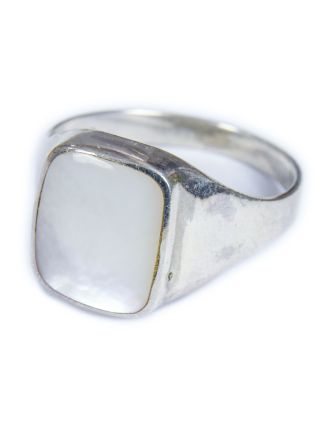 Stříbrný prsten vykládaný perletí, AG 925/1000, 6g, Nepál
