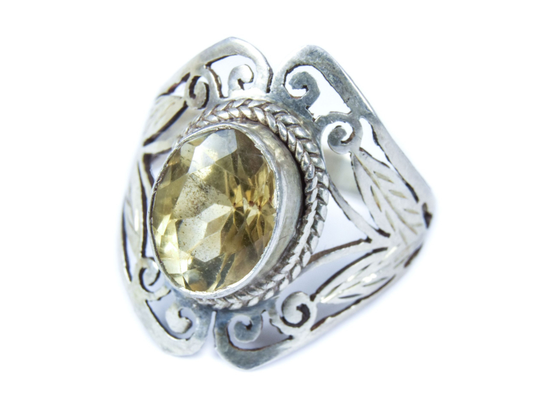 Stříbrný prsten vykládaný citrínem, AG 925/1000, 4g, Nepál