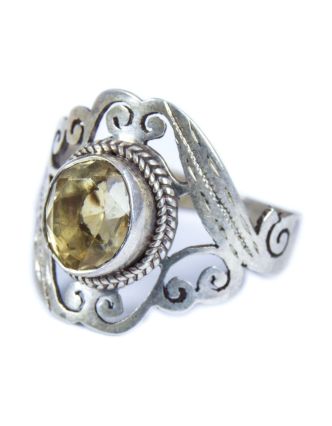 Stříbrný prsten vykládaný citrínem, AG 925/1000, 4g, Nepál