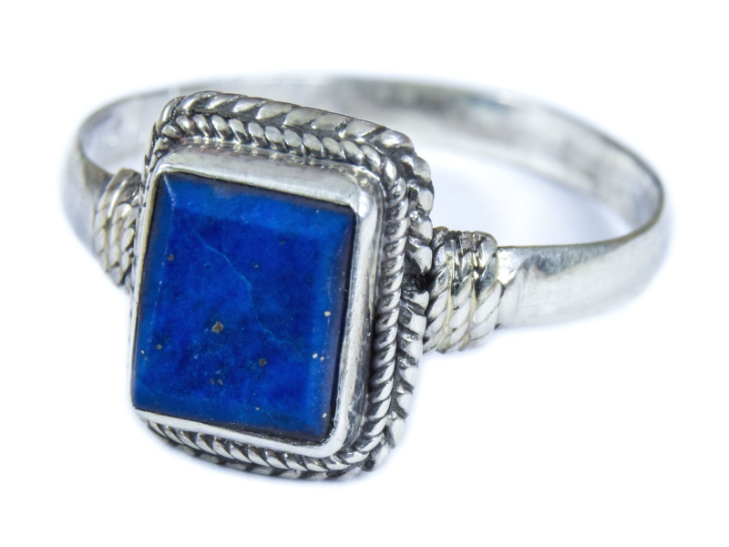 Stříbrný prsten vykládaný lapis lazuli, AG 925/1000, 4g, Nepál