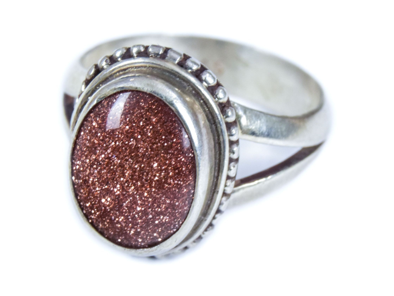 Stříbrný prsten vykládaný slunečním kamenem, AG 925/1000, 4g, Nepál