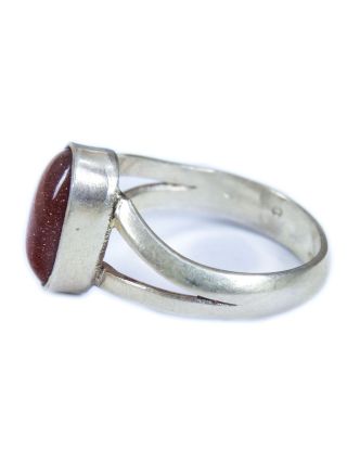 Stříbrný prsten vykládaný slunečním kamenem, AG 925/1000, 4g, Nepál