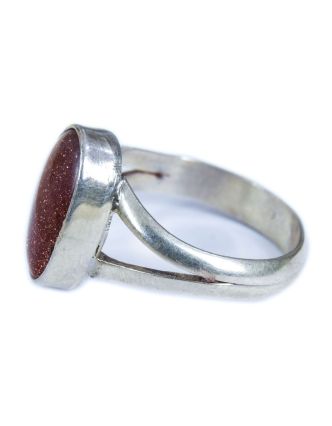 Stříbrný prsten vykládaný slunečním kamenem, AG 925/1000, 5g, Nepál
