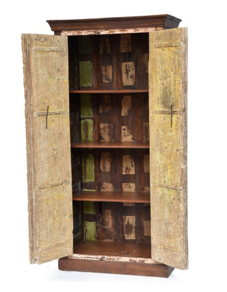 Skříň z antik teakového dřeva, železné kování,  90x50x188cm