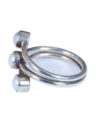 Stříbrný prsten vykládaný perlami, AG 925/1000, 5g, Nepál