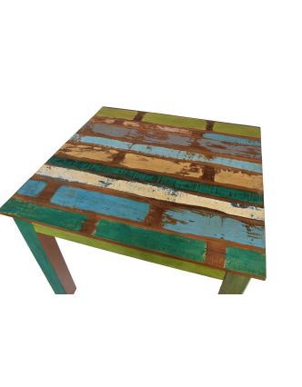 Jídelní stůl "Goa" stylu, teak, recyklované dřevo, 100x100x76cm