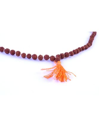Modlitební korálky - mala Rudraksha, světlá, 108 korálků, 43cm