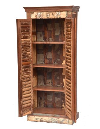 Skříň z antik teakového dřeva, lamelové dveře,  80x44x180cm