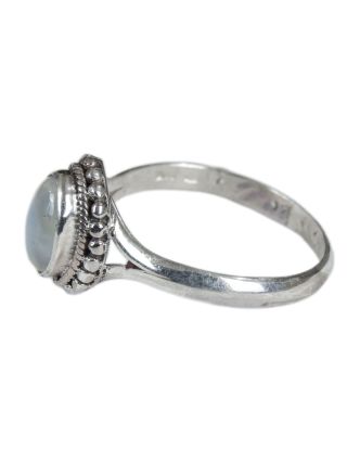 Stříbrný prsten vykládaný měsíčním kamenem, AG 925/1000, 4g, Nepál