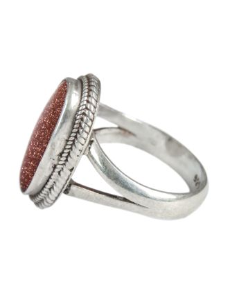 Stříbrný prsten vykládaný slunečním kamenem, AG 925/1000, 5g, Nepál
