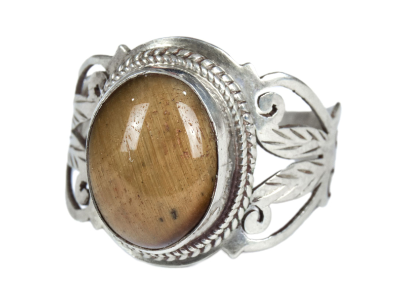 Stříbrný prsten vykládaný tygřím okem, AG 925/1000, 5g, Nepál
