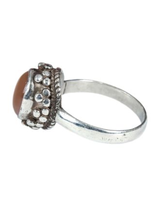 Stříbrný prsten vykládaný achátem, AG 925/1000, 5g, Nepál