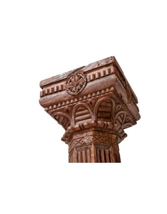Staré sloupy z teakového dřeva, kamenné podstavce, ručně vyřezávané, 31x31x223cm
