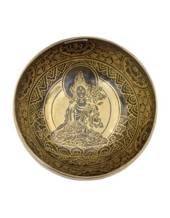 Tibetská mísa, "Gulpa", gravírovaná s designem, průměr 19cm