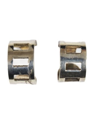 Náušnice, polokroužek, prořezávané obdélníky, stříbro (AG 925/1000) 7g, 10mm