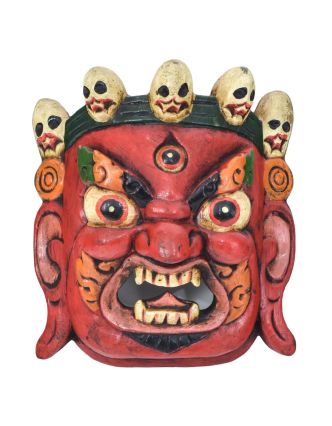 Dřevěná maska, Bhairab, ručně malovaný, 14x6x13cm