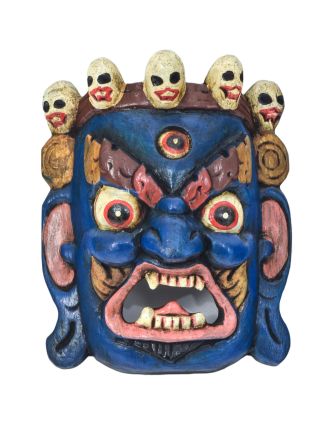 Dřevěná maska, Bhairab, ručně malovaný, 14x6x13cm