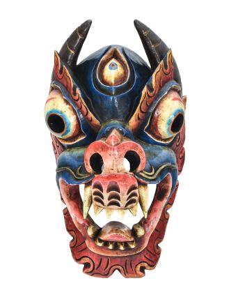 Dřevěná maska, Drak, ručně malovaný, 19x18x32cm
