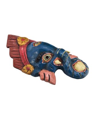 Ganeš, dřevěná maska, ručně malovaná, 12x5x22cm