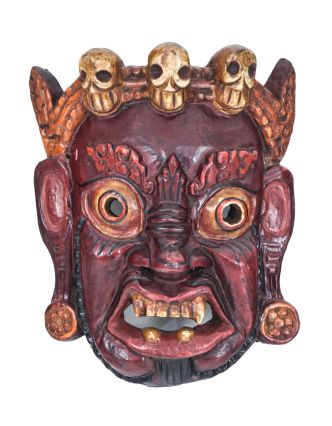 Dřevěná maska, "Bhairab", ručně vyřezávaná, malovaná, 18x8x24cm