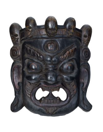Dřevěná maska, "Bhairab", ručně vyřezávaná, 18x8x20cm
