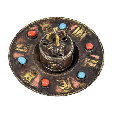 Měděný stojánek na tyčinky, mantra, korálky, 10x10x9cm