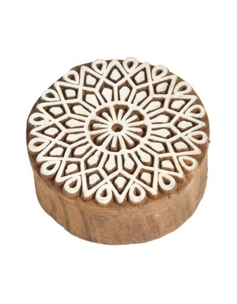 Dřevěné vyřezávané razítko, "Mandala" prům.6 cm