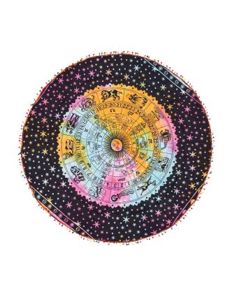 Bavlněný kulatý přehoz/ubrus zodiac, multibarevný, 180cm