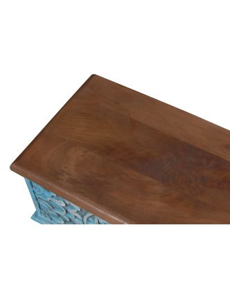 Truhla z mangového dřeva, ručně vyřezávaná, 58x36x36cm