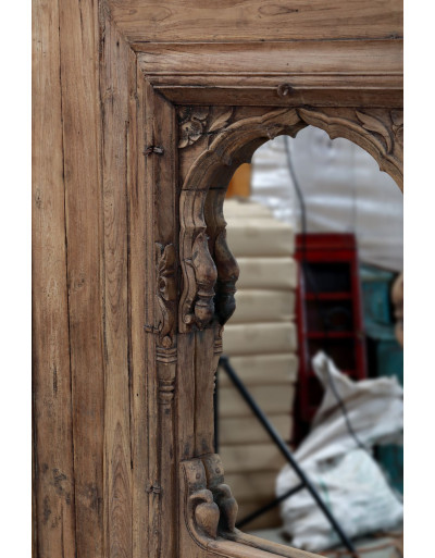 Dřevěný portál z teakového dřeva se zrcadlem, 162x6x199cm