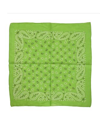Šátek s paisley potiskem, zelený, 50x50cm