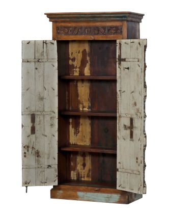Skříň z mangového dřeva, staré teakové dveře s kováním, 102x47x206cm