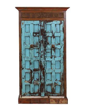 Skříň z mangového dřeva, staré teakové dveře s kováním, 112x49x196cm