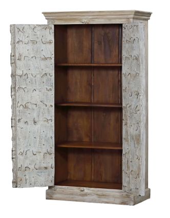 Skříň z mangového dřeva, staré teakové dveře s kováním, 102x50x192cm