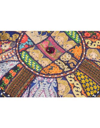 Taburet z Rajastanu, patchwork, kulatý, 55x55x40cm