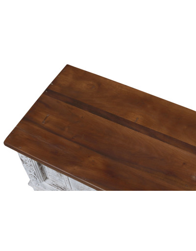 Truhla z mangového dřeva zdobená ručními řezbami, 126x47x48cm