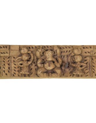 Starý portál z teakového dřeva, Ganéš, ruční řezby, 140x14x14cm