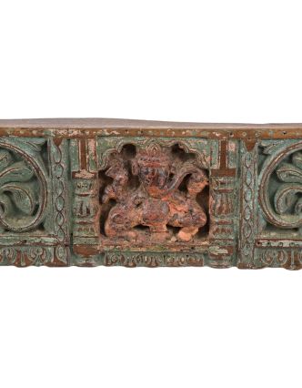 Starý portál z teakového dřeva, Ganéš, ruční řezby, 141x6x20cm