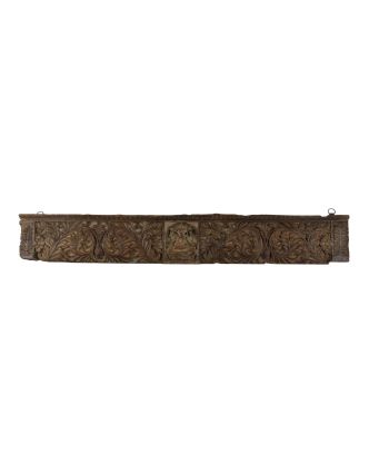 Starý portál z teakového dřeva, Ganéš, ruční řezby, 135x6x20cm