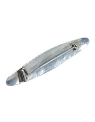Stříbrná brož vykládaná tyrkysem, 65mm, 6g,AG 925/1000 Nepál