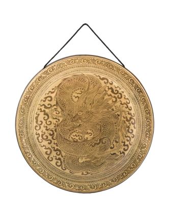 Gong, gravírovaný, Drak, průměr 50cm