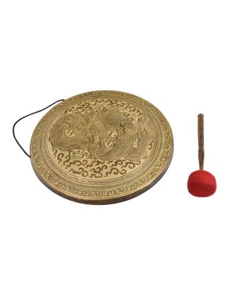 Gong, gravírovaný, Drak, průměr 50cm