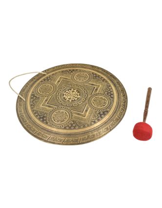 Gong, gravírovaný, Mandala, průměr 60cm