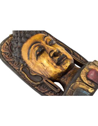 Buddha, dřevěná maska, ručně vyřezávaná, 44x16x80cm